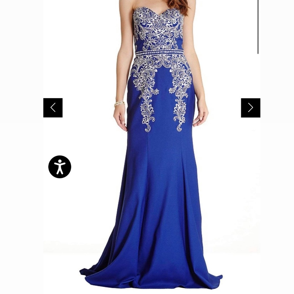 Strapless Cream Embellished Evening Gown Prom